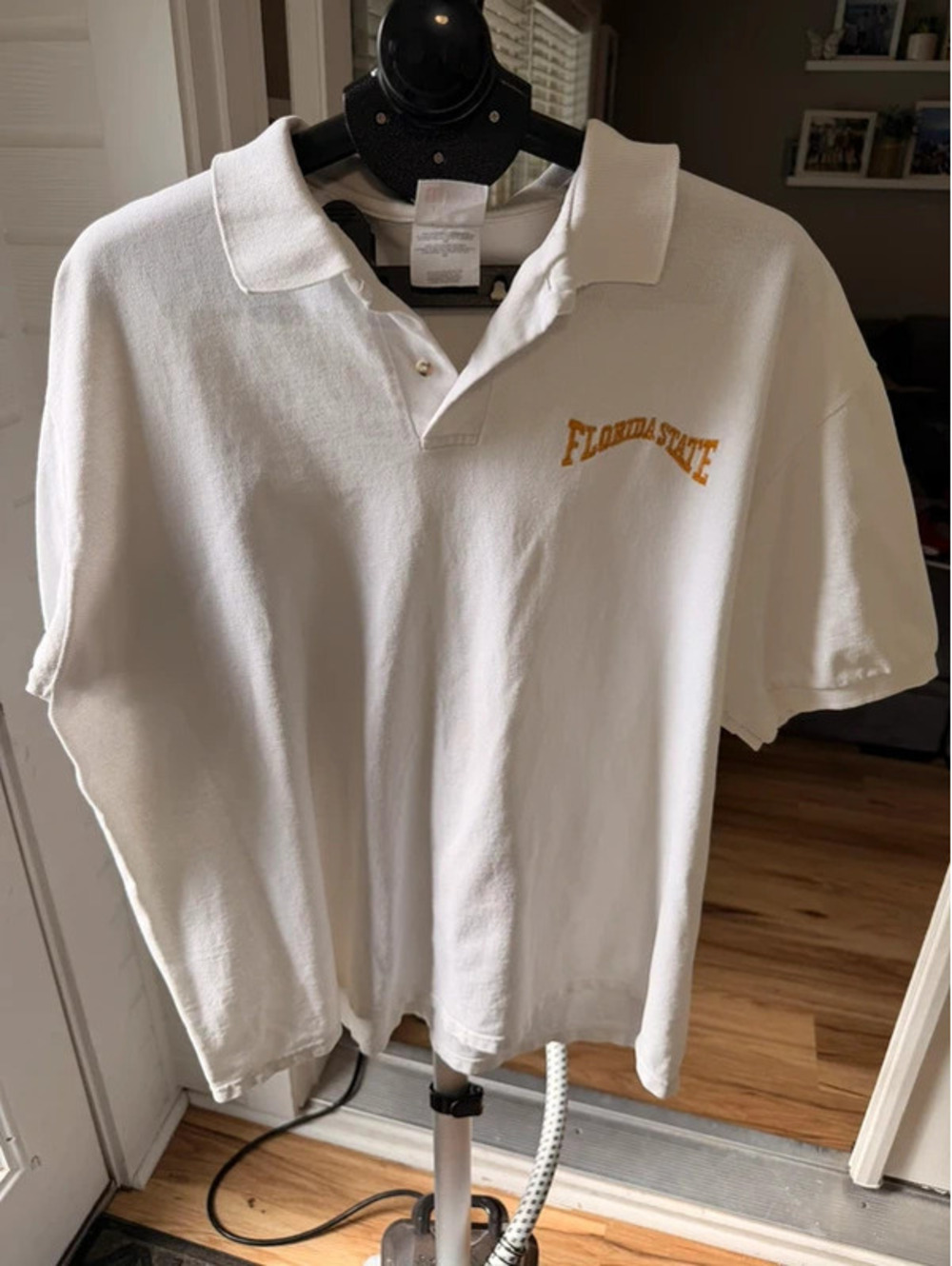 Florida State Seminoles Vintage Hanes Beefy-T White Embroidered Polo XL FSU